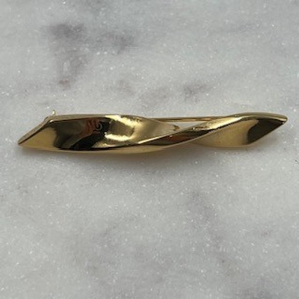 Vintage Gold Tone Twisted Bar Brooch Minimalist‎ Modernist Lapel Pin 2 Inch